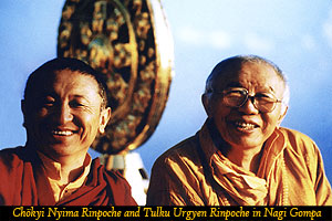 Chökyi Nyima Rinpoche and Tulku Urgyen Rinpoche in Nagoi Gompa